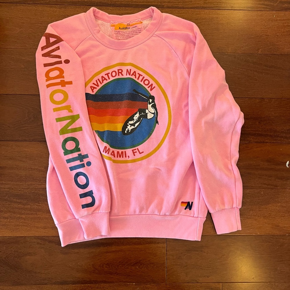 Hot pink aviator nation crewneck